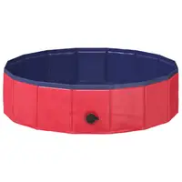 Piscine pliable pour animaux de compagnie, rouge et bleue, 31,5 x 31,5 x 7,9 pouces 7