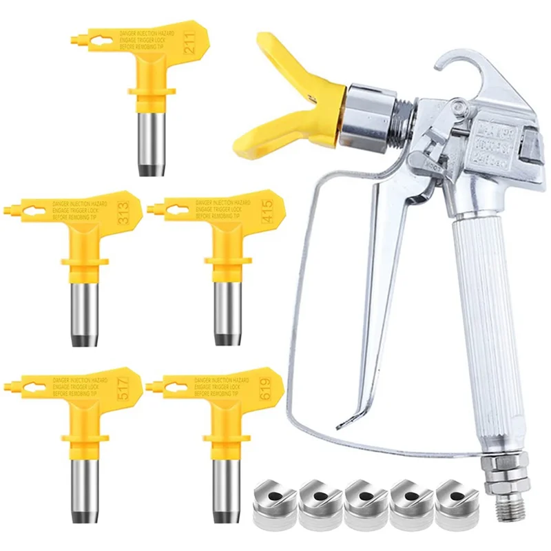 

Airless Paint Sprayer Machine with 5Pcs Tips and Nozzle Guard 211 313 415 517 619 Airless Spray Tips for Spray Paint