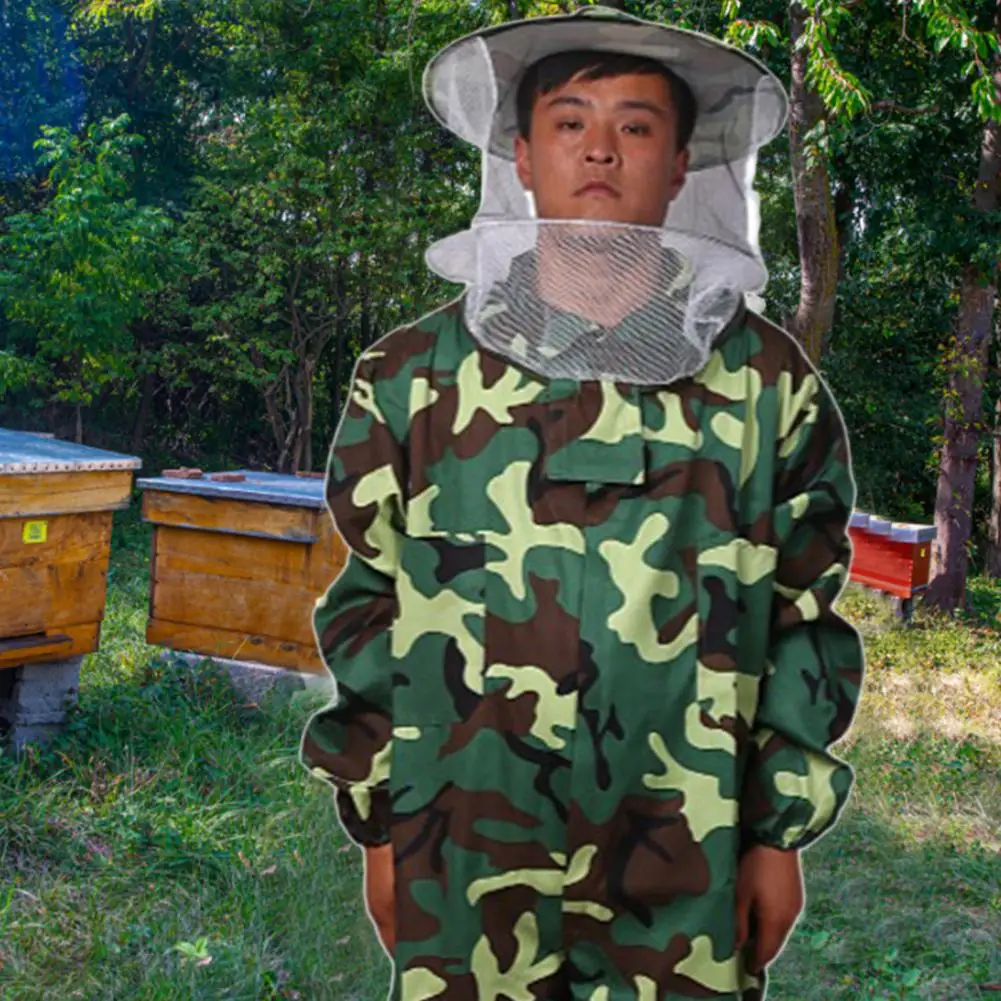 Beekeeper Suit Reliable Polyester Cotton Anti Bee Jacket Round Cap Beekeeping Jumpsuit for Outdoor
