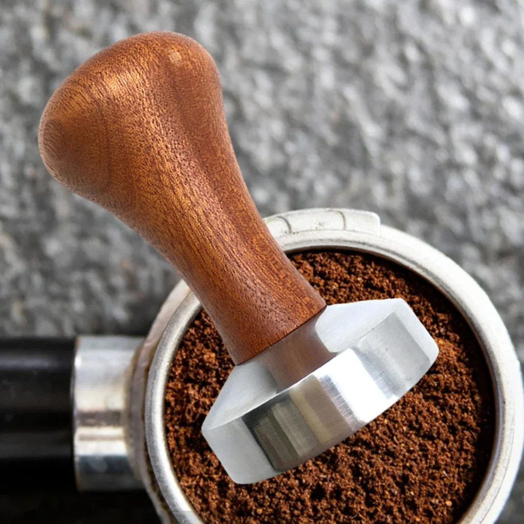 Coffee Tamper Powder Hammer Pressing Wooden Handle Distributor Maker and Espresso Mat Powder Hammer Tampers 51mm/53mm/58mm coffee tamper