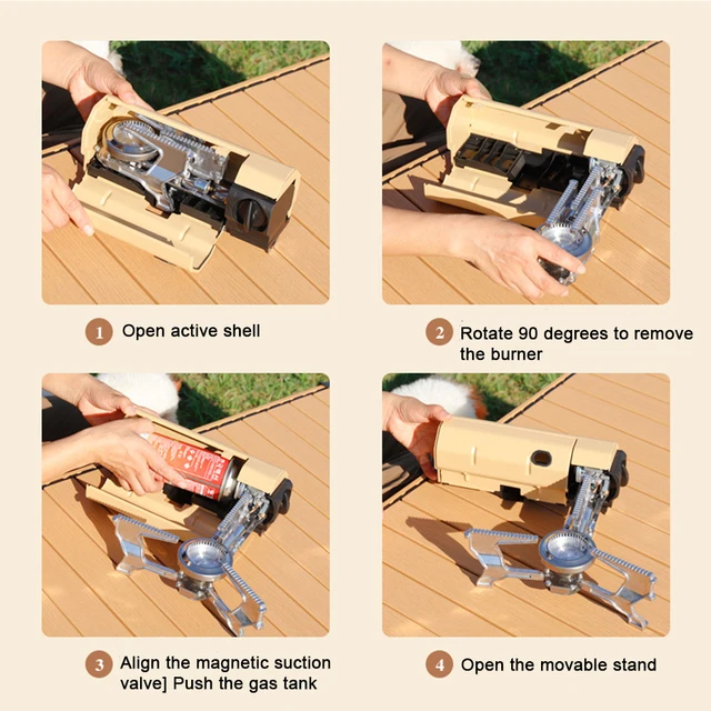 Kültéri Túrázás Barbecue Kemping Gáztüzem Hordozható Kandalló Doboz 2600W Fűtési Terepi Főző Berendezések - Image 4