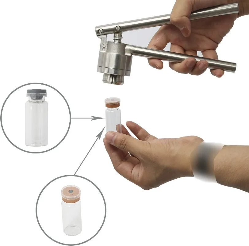 20 mm Vial Crimper Manual Sealer Hand Sealing Machine Hand held Capping Machine Bottle Capper (20mm)10 Set of 10ml Vial