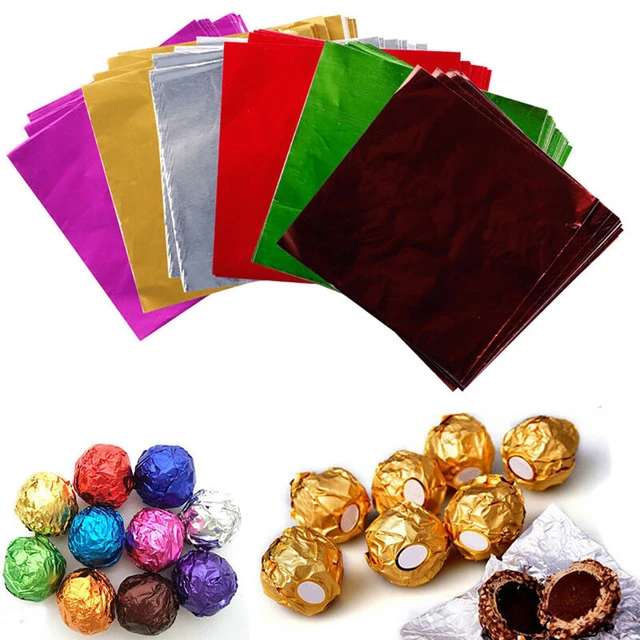 4 Packs Colored Tin Foil Food Packaging Aluminum Foils Wrapper for Chocolate Tea Candy (Mixed Colors), Size: 1