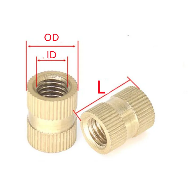 10-100pcs M1.4 M2 M2.5 M3 M4 M5 M6 M8 M10 Injection Molding Brass insert nut Knurled Thread Inserts Nuts images - 6