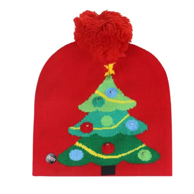 Festive Flashing LED Light-Up Christmas Hat - Snowman Winter Warm Knit Cap