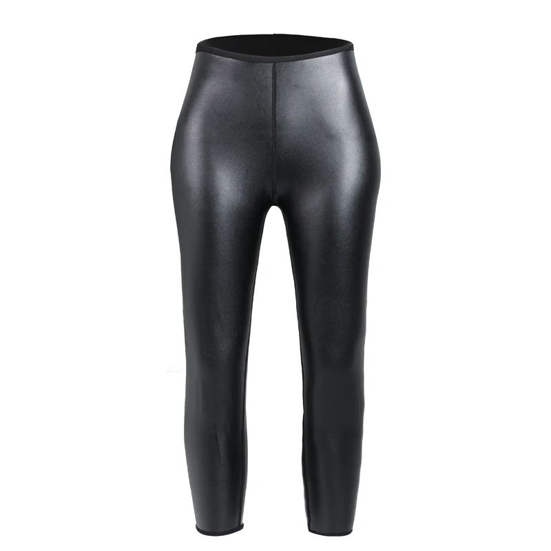 Mens Skinny Leather Pants Body Shaper Waist Trainer High Waist Shapers Control Leggings Compression Underwear Fitness 9pts Pants