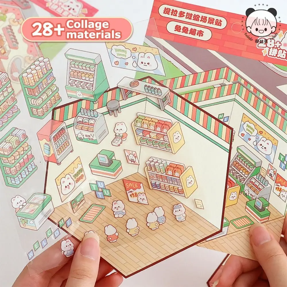 Miniature Scene 3D Landscaping Stickers Visual Stacking Decorative Three-dimensional Sticker 3D DIY Miniature Scene Sticker Gift
