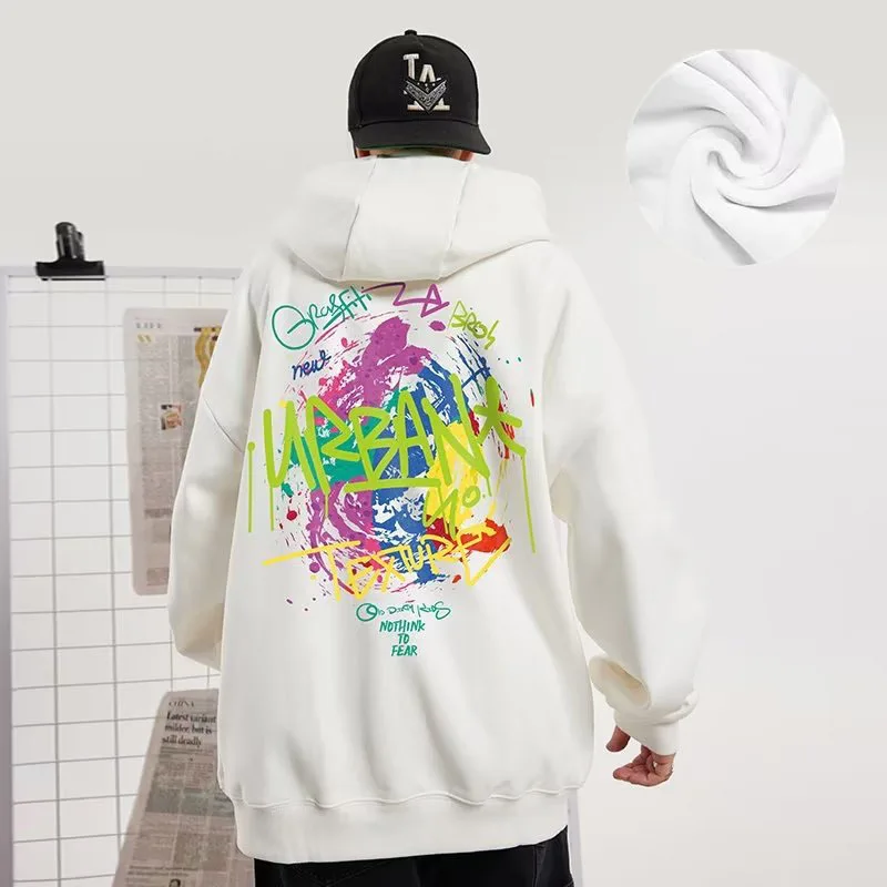 Hooded Sweater Men's Trendy Brand Large Size M-8XL Men's Autumn And Winter Style Plush And Thick Fat Hip-hop Pullover Jacket