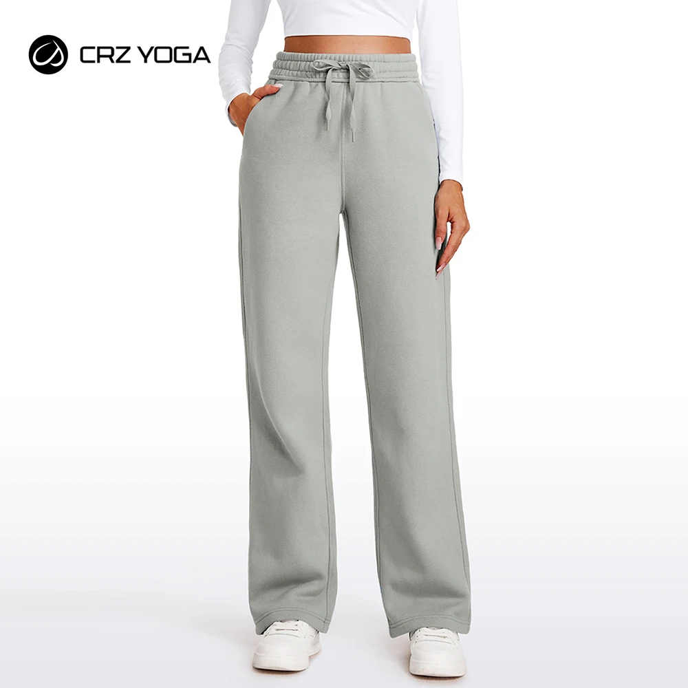 CRZ YOGA Autumn Winter Cotton Fleece Lined Sweatpants Women Straight Leg  Casual Lounge Sweat Pants for Women