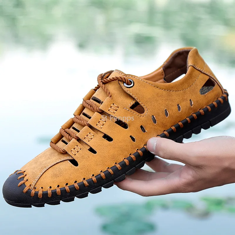 Men Leather Sandals Comfortable Outdoor Casual Shoes 2021 Summer Beach Casual Walking Male Sneakers Men Beach Casual Sandals