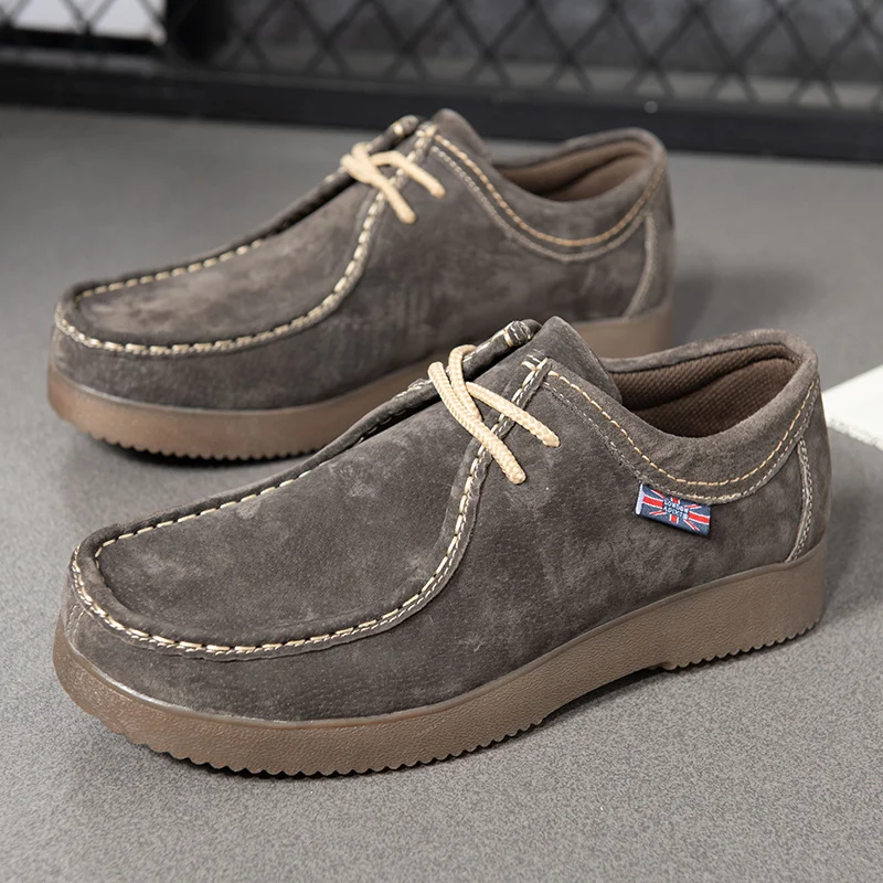 Autumn Men Casual Shoes Suede Leather Work Shoes Male Lace-up Flats Sneakers Platform British Business Party Dress Shoes 38-46 6