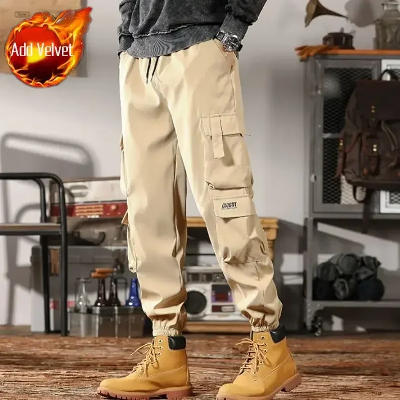 thumbnail image 1 of Pantalones negros de otoño para hombre, pantalones cargo para hombre, multibolsillos, ropa de trabajo de color caqui, multibolsillos, ropa holgada barata más barata Y2k, 1 of 5