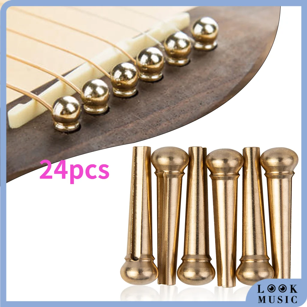 24pcs Bridge Pins Acoustic Guitar Bridge Pins Gilding Acoustic Pins For Acoustic Guitar Bridge Pin String End Pin Brass guitar bridge pin 6pcs golden bridge pins