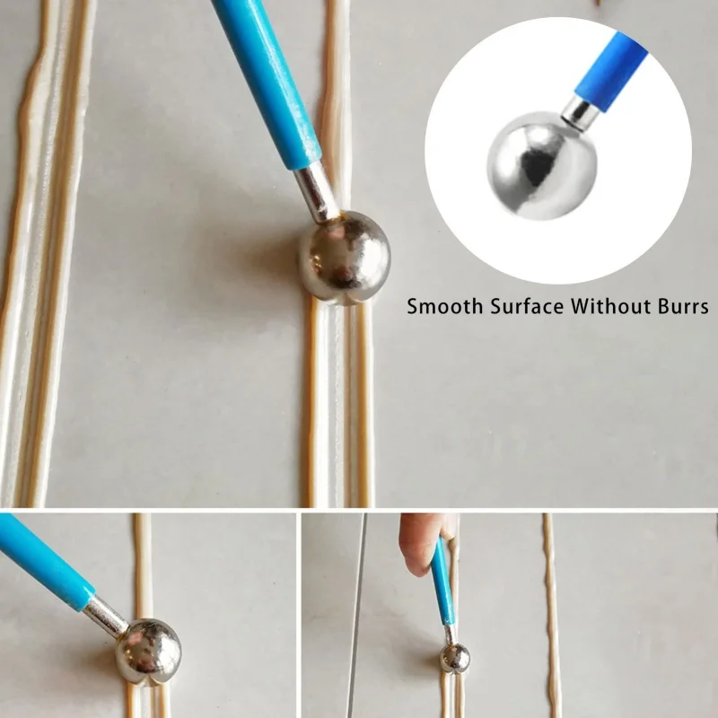 4Pcs 도트 도구 볼 스타일러스 8 크기 DIY 스테인레스 스틸 폴리머 클레이 키트 타일 그라우트 바닥 압력 솔기 스틱 코킹 도구