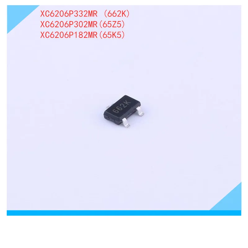 

100pcs/lot XC6206P332MR (662K) 3.3V 1.8V 3V 5V Fixed Positive LDO Regulator, 3.3V, 0.68V Dropout, CMOS, PDSO3, SOT-23, 3 PIN