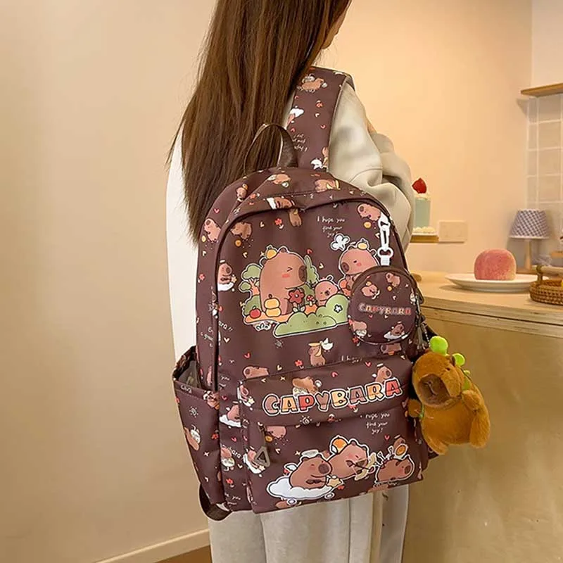 Cute Capybara Backpack for Girls Boys Student Teenager Children's Rucksack Women Cute Casual School Bags Kids Birthday Gift Toy