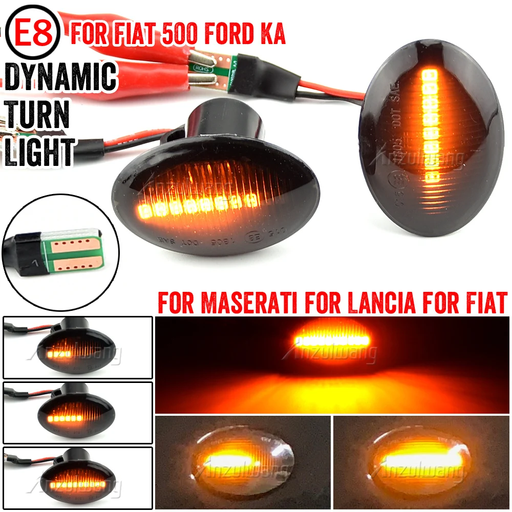 2pcs For Fiat 500 Ford Ka Lancia Lybra Ypsilon Maserati Grancabrio  Granturismo Led Dynamic Side Marker Turn Signal Light - Signal Lamp -  AliExpress