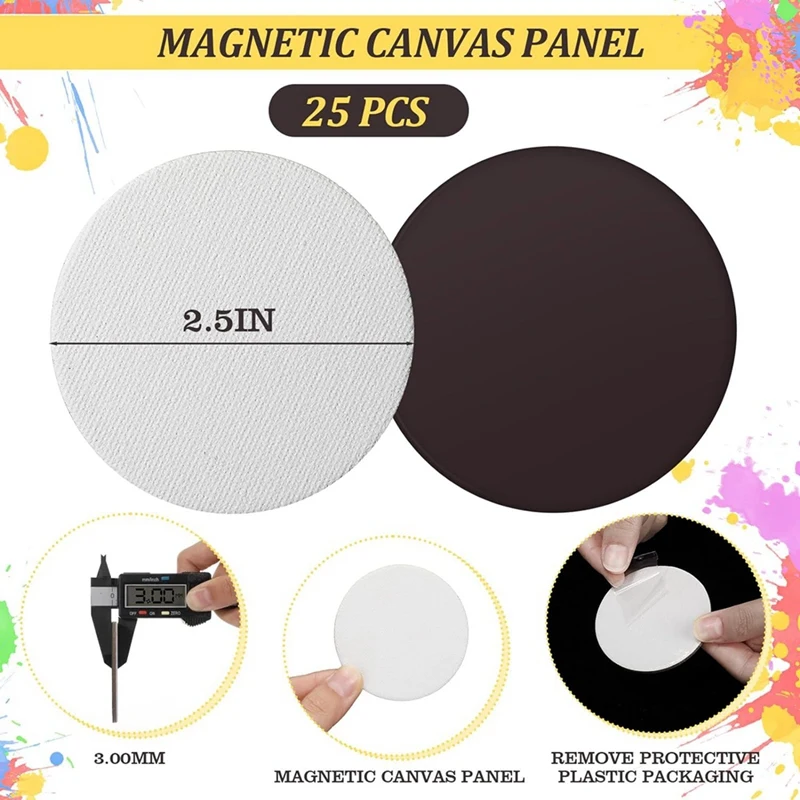25 Piece Magnetic Painting Canvas Panels White Mini Canvas Panels DIY Refrigerator Decoration