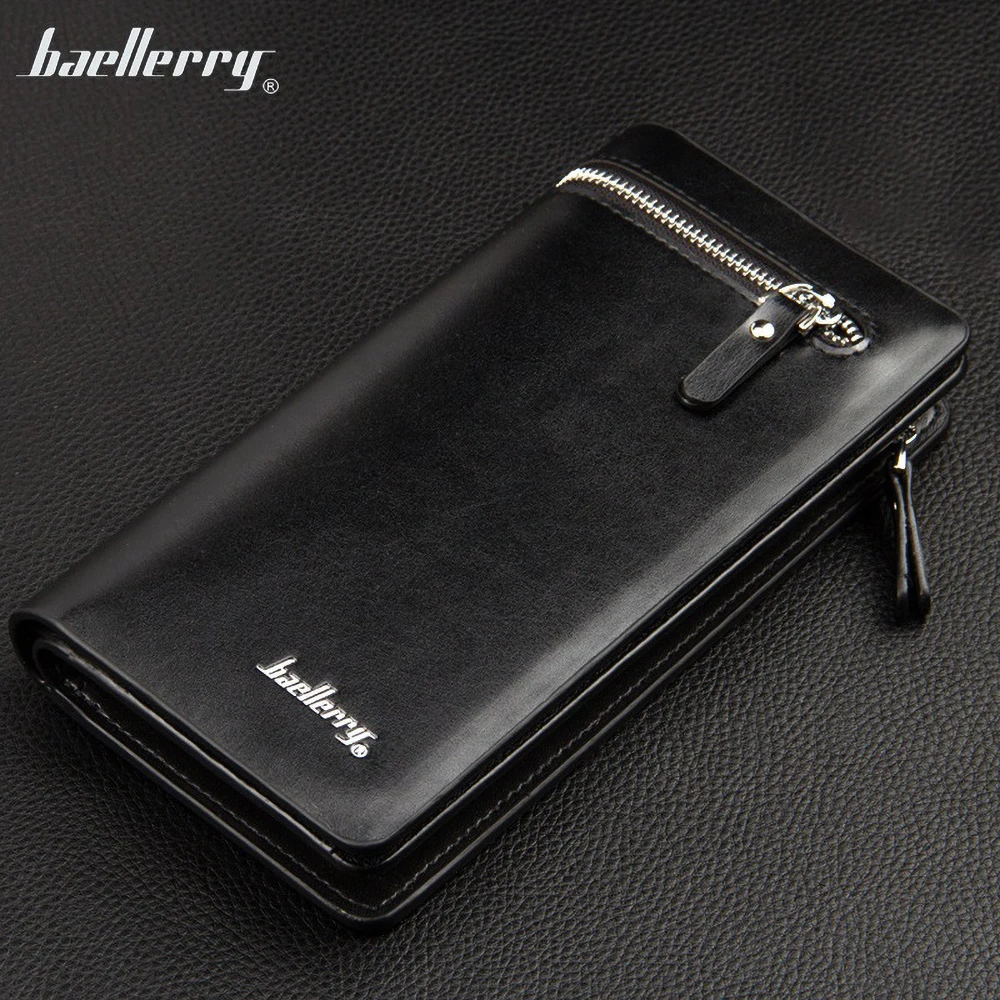 Premium PU Long Wallet for Men RFID Blocking Zipper Coin Pocket Multi-Card Holder Gift for Him