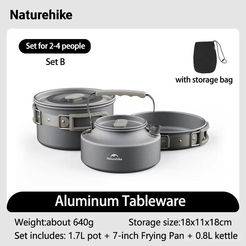 Ultralight Camping Cookware Set: Durable Aluminum Pot, Kettle, and Tableware for Outdoor Cooking Adventure