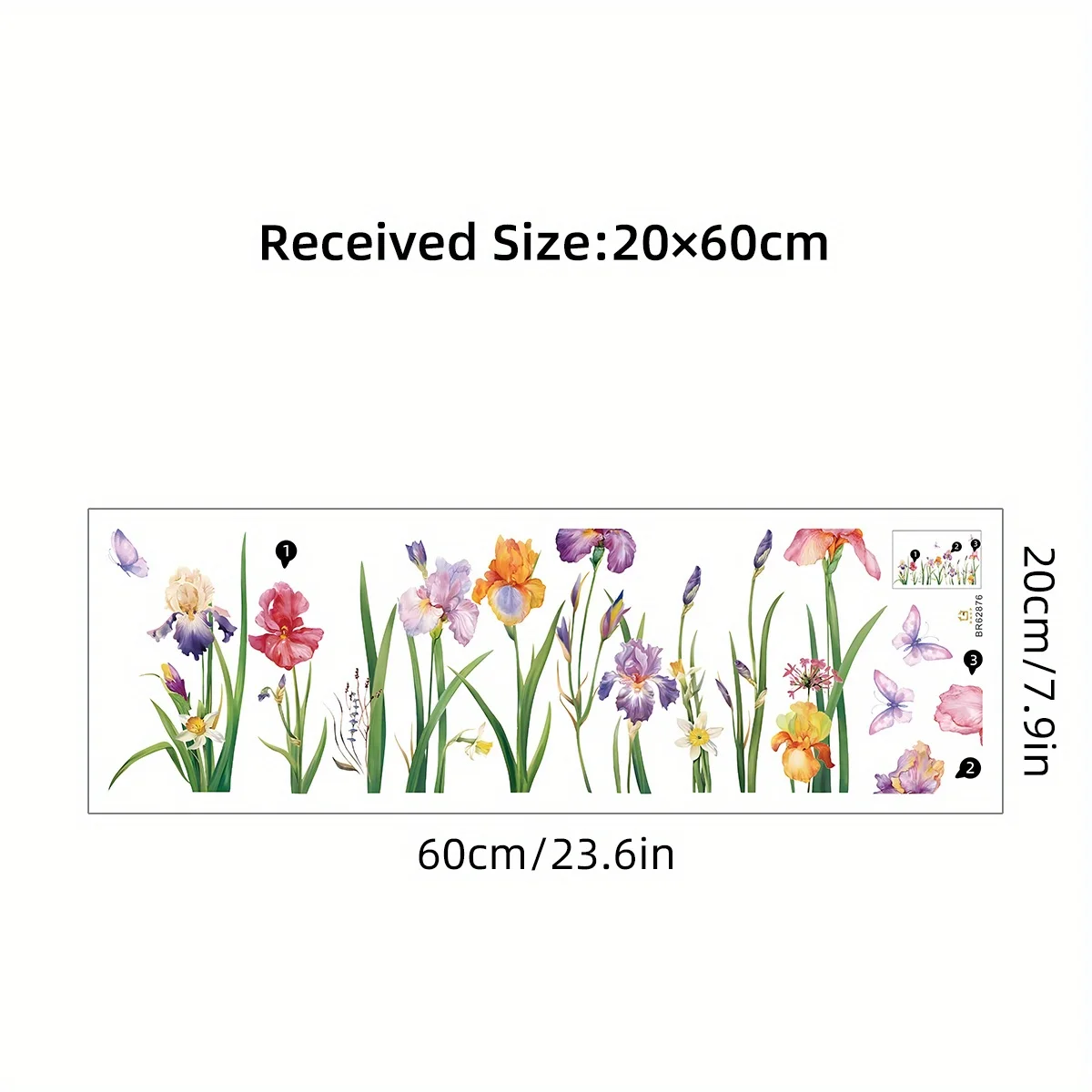 Watercolor Colored Flowers Butterflies Plants Window Stickers Removable for Bedroom Living Room Nursery Decoration Wall Decal wall stickers,window stickers
