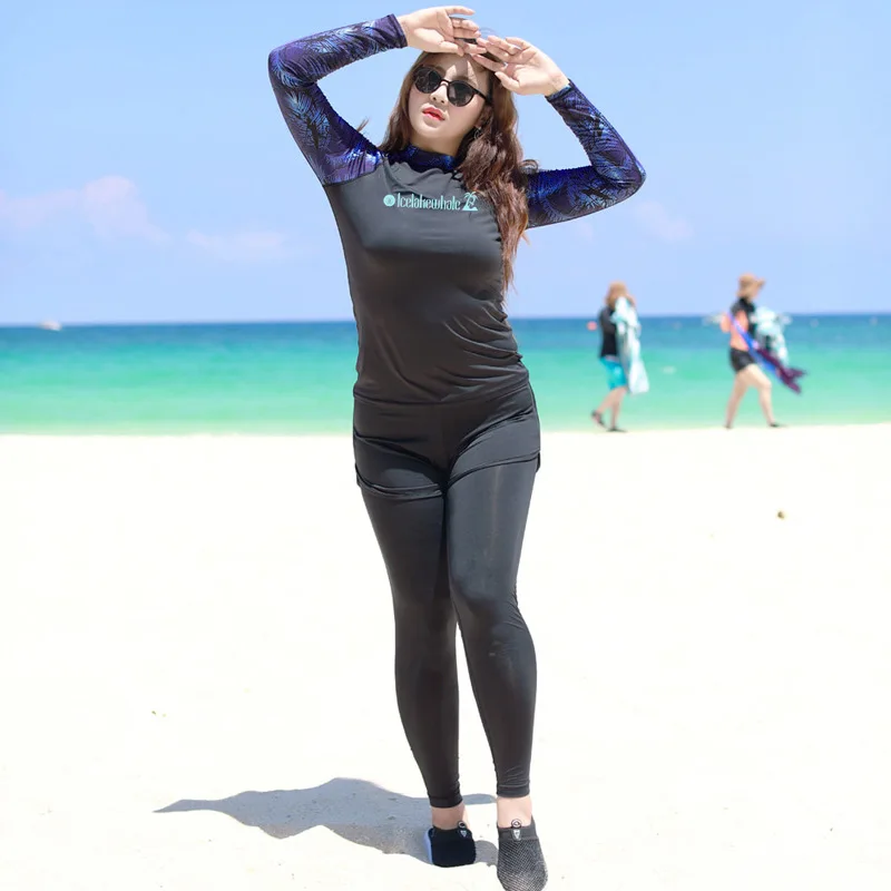 Women Plus Size Swimsuits Five-Piece Surf Swimwears Sports Beachwear Bathing Suit Girl' UV Sun Rash Guard