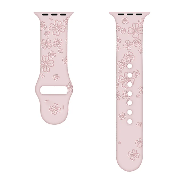 Sport Strap for Apple Watchband 44mm 40mm 38mm 42mm 41mm 45mm Printed Silicone Bracelet for iwatch series 7 6 5 4 3SE watch band Yotsuba-pink