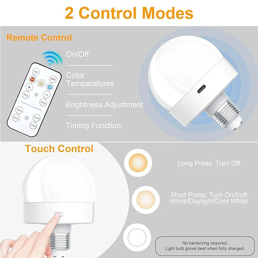 LED Downlight Recessed Ceiling Spotlight Ceiling Lamps LED Puck Light Rechargeable Battery Operated Light Bulbs 50LM E26 Screw in (Magnetic Detachable) with Remote Control