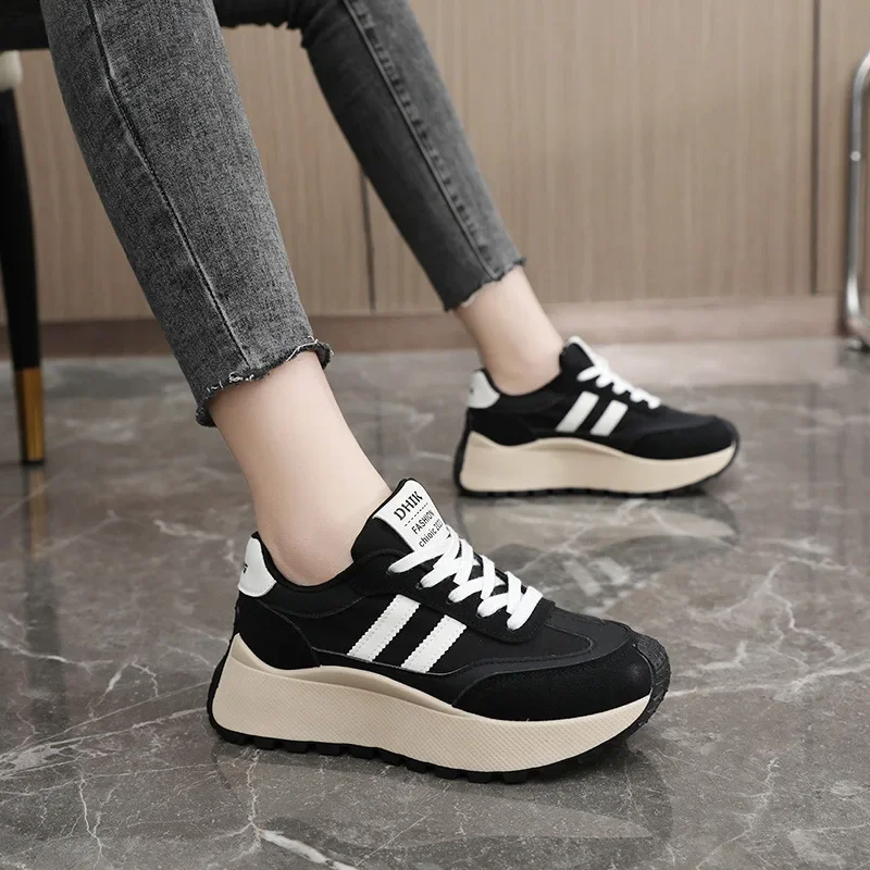 Sneakers Shoes for Women 2024 Autumn New Vintage Versatile Casual Light Thick Sole Dad's Shoes Platform Shoes Running Footwear 5