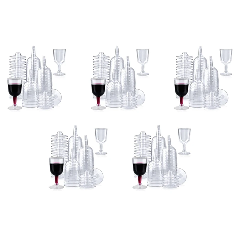 

250 шт. прозрачные пластиковые бокалы для вина, пригодные для переработки, одноразовые и многоразовые чашки для шампанского, десерта, пива, пудинга, искусственные