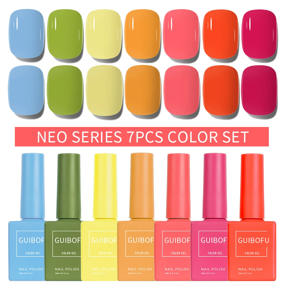 7-Piece Gel Nail Polish Collection - Fall Shine & Glitter Finish