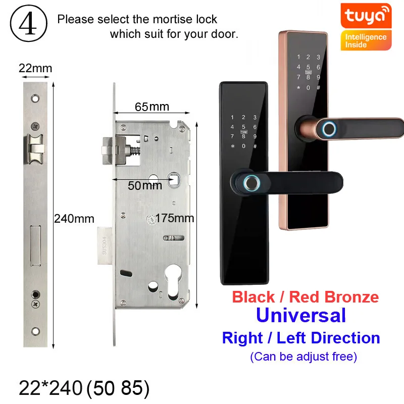 RAYKUBE Tuya Smart Door Lock Wifi Fingerprint Password IC Card Keyless Remotely Unlock Use AA Battery Support 8 Language Voice best electronic door lock Access Control Systems