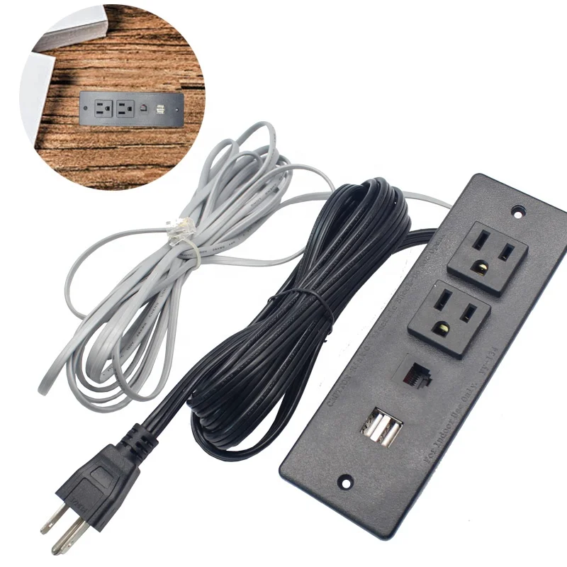 

（1 Pack）Hot Selling 3 USB 2 Outlet Power Strip In Table Desk Surface