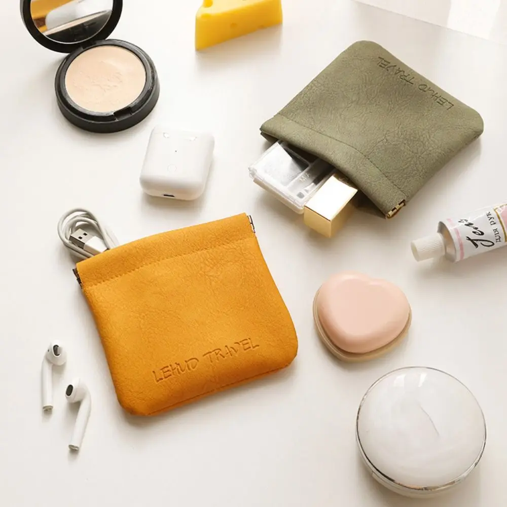 

Самозакрывающаяся сумка для хранения, новая портативная мягкая сумка для макияжа, однотонная мини-сумка-шрапнель для губной помады