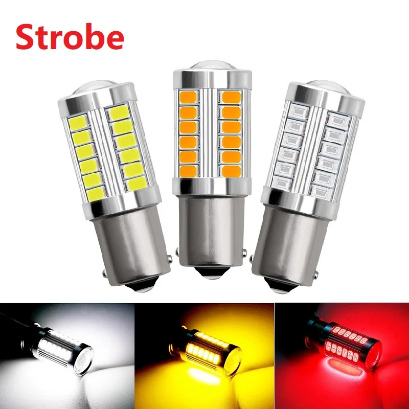 

1156 1157 Strobe 5730 5630 33SMD LED Bulb P21W BAU15S P21/5W 7440 W21W W21/5W 7443 12V White for Turn Signal Light Reverse Lamp