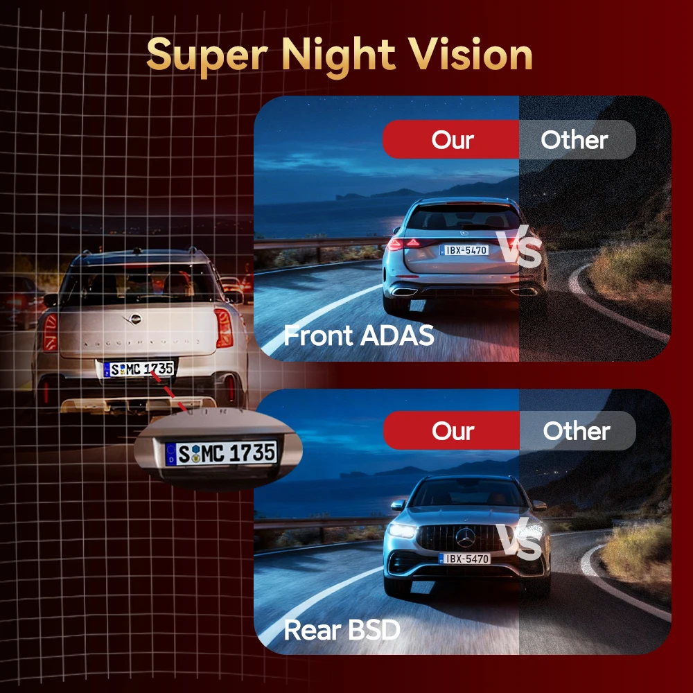 4K 12인치 ADAS WIFI 카러버 AI 대시캠 미러 전후방 듀얼 렌즈 야간 시야 주차 카메라