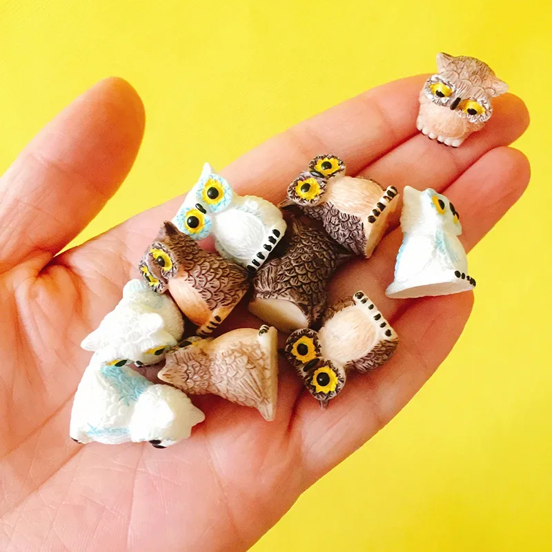 Owls Miniatures Figurine Fairy Garden Gnome Moss Terrarium Decor Crafts Bonsai Bottle Garden Table Decor 10Pcs miniature duck figurines miniature ornament miniature figurines