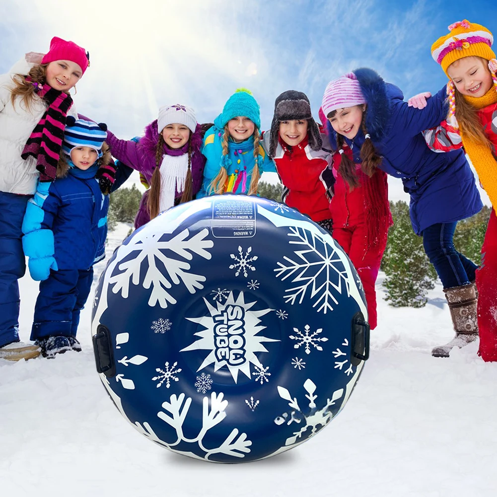 Universal Skiing Cushion with Handles Thickened Winter Inflatable Snow Tube Waterproof Ski Circle Sledding Sleigh Outdoor Sports