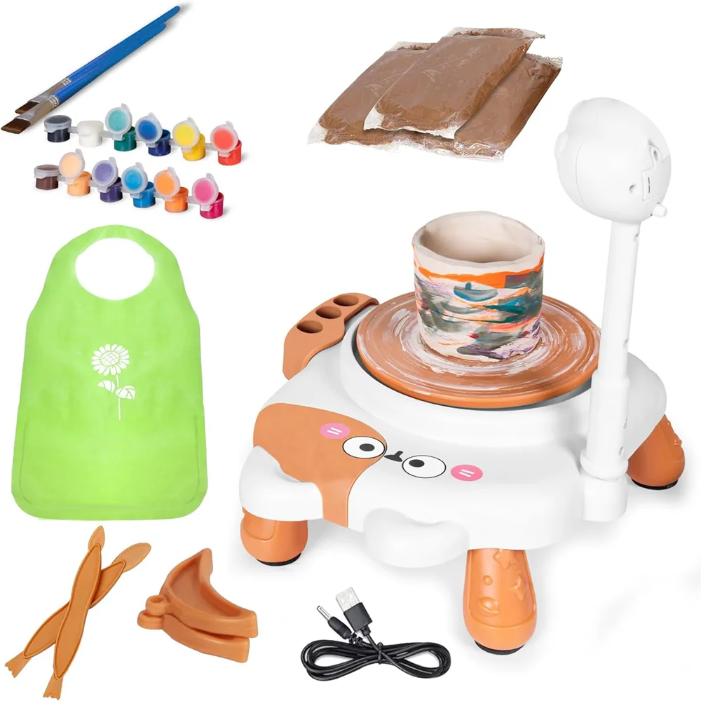 Children's Electric Pottery Wheel Kit with Sculpting Tools – Creative DIY Clay Crafts