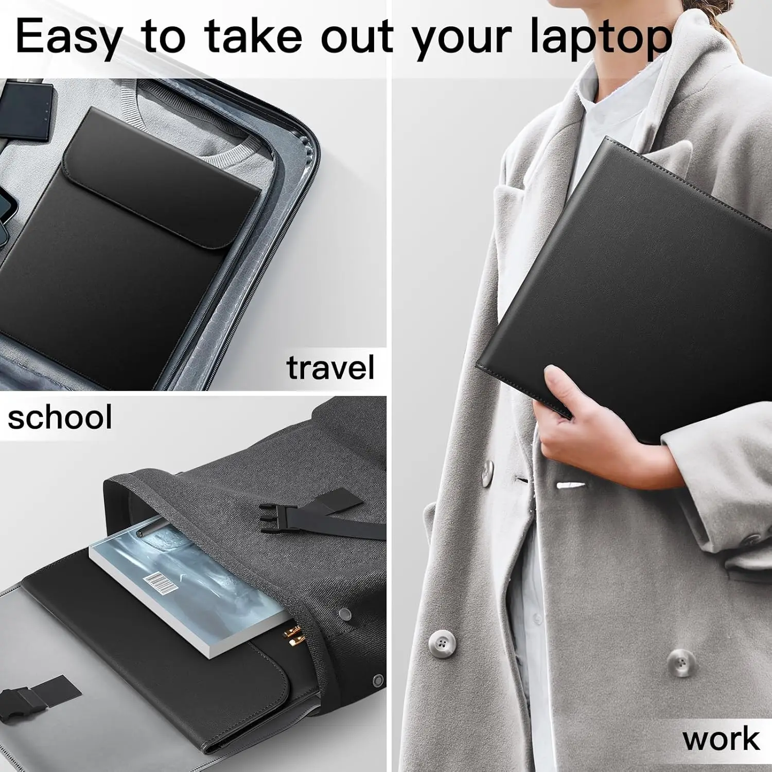 Elegant PU Leather Laptop Sleeve - Waterproof & Anti-Scratch, Portable