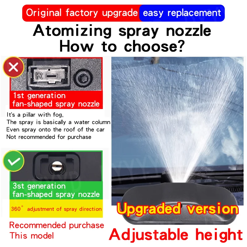 2Pcs Front Hood Windshield Washer Nozzles Jet Heated Adjust Sprayer Kit For Pors