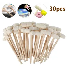 

30 Pcs Mini Wooden Hammer 140x42mm Crab Lobster Seafood Crackers Balls Toy Pounder Replacement Wood Mallets Kids Pounding Toy