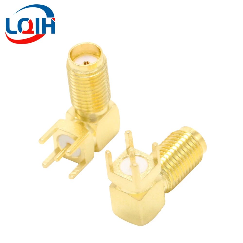 

2PCS SMA-KWE 17mm Long RF Connector Elbow Horizontal Antenna Base Sub Plug Board Connector Female Base Outer Screw Inner Hole