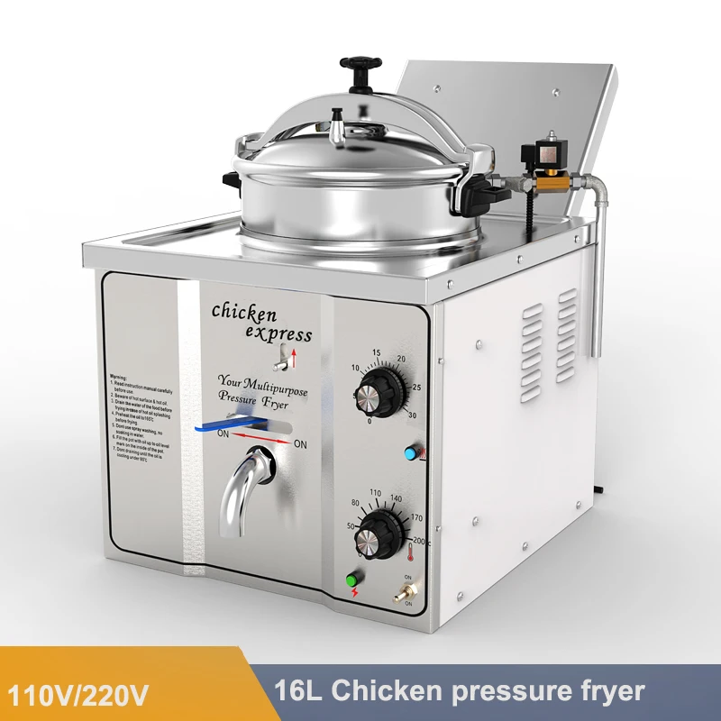3KW/H Electric Commercial Food Chicken Deep Fryer With Thermostat Food Pressure Fryer Table Top 16L Commercial Deep