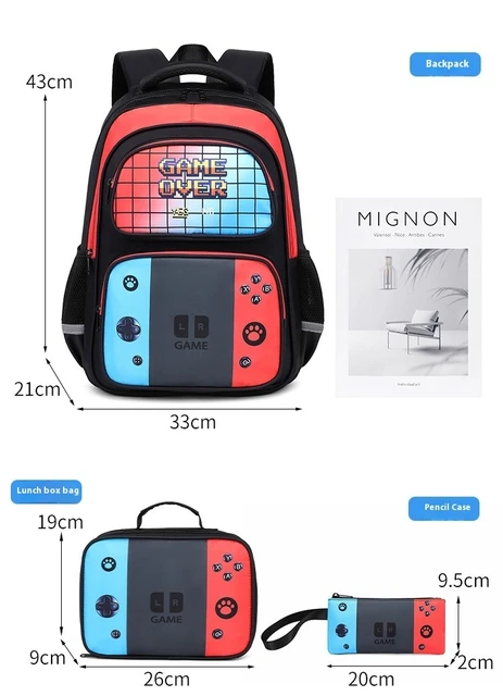 Ritorno a scuola Modello console di gioco Borse da scuola fai-da-te per studenti primari e secondari Borse da pranzo Borse a tracolla Tre set 6