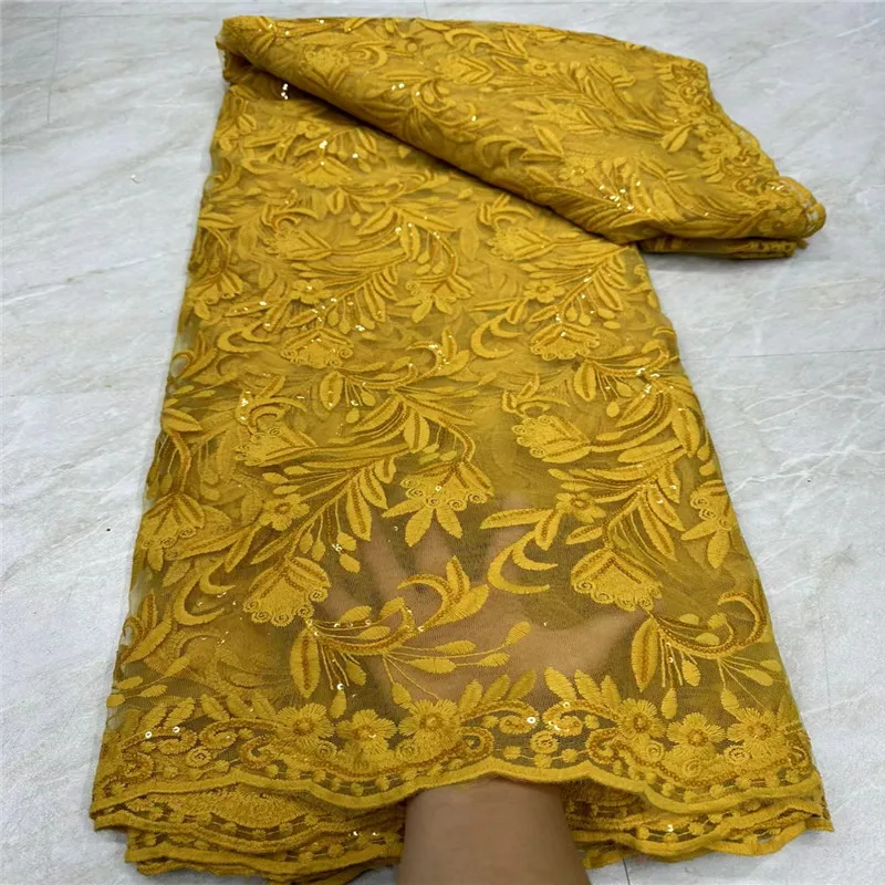 

Высококачественная африканская кружевная ткань 2024, французская сетчатая ткань с блестками, швейная вышитая кружевная тюль, нигерийская Кружевная Ткань 5 ярдов