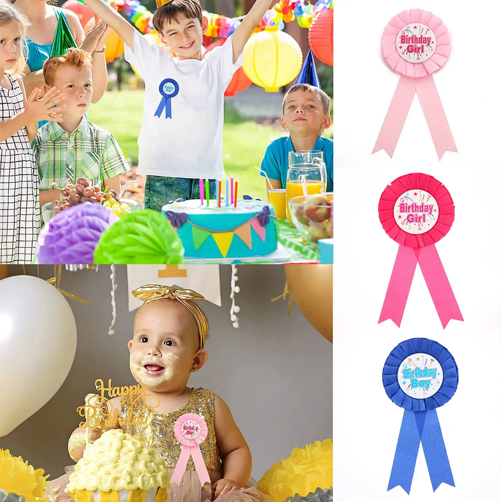 New Happy Birthday Badge Pin For Boys And Girls Satin Fabric Birthday Award Ribbon Happy Birthday Brooch for Party Decoration
