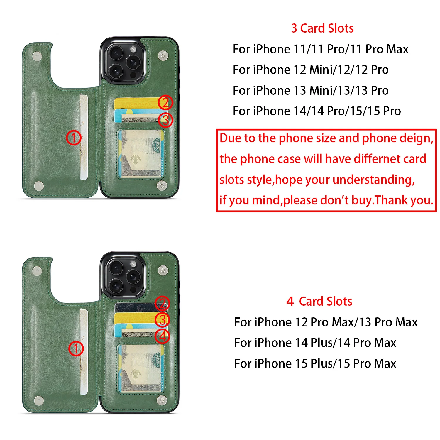 Premium PU Leather Wallet Case with Card Holder & Kickstand, Double Magnetic Clasp
