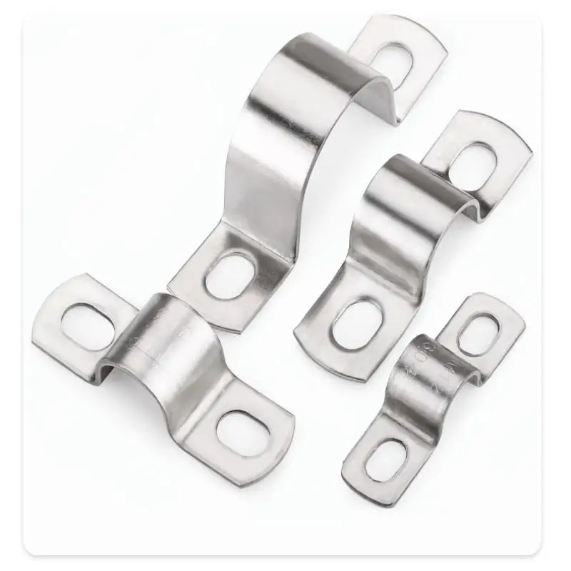 1Pcs Thickened U-Tube Strap Clamp Stainless Steel Horseback Wire Throat HoopCable Fastener Clips Applicable To Pipe OD 8-200mm
