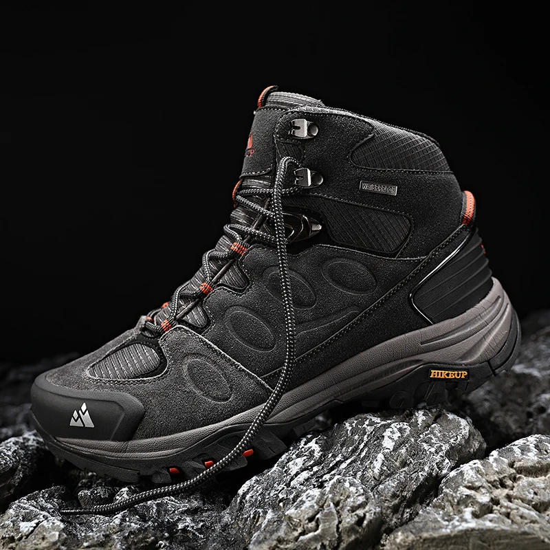 HIKEUP High-Top uomo scarponi da Trekking inverno scarpe Outdoor Lace-Up antiscivolo sport all'aria aperta stivali da Trekking Casual uomo pelle scamosciata impermeabile